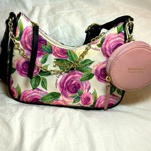 Juicy Couture Rose Half Moon Crossbody Bag Purse